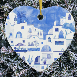 Santorini Waterverf Griekenland Keramisch Ornament