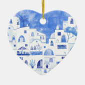Santorini Waterverf Griekenland Keramisch Ornament (Voorkant)