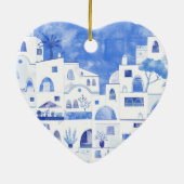 Santorini Waterverf Griekenland Keramisch Ornament (Achterkant)