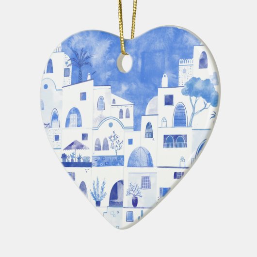 Santorini Waterverf Griekenland Keramisch Ornament (Links)