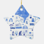 Santorini Waterverf Griekenland Keramisch Ornament (Voorkant)