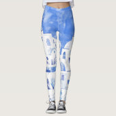 Santorini Waterverf Griekenland Leggings (Voorkant)