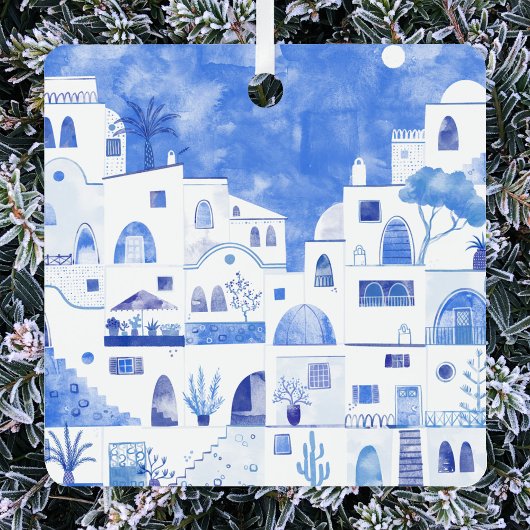 Santorini Waterverf Griekenland Metalen Ornament