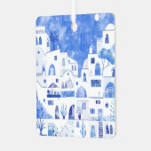 Santorini Waterverf Griekenland Metalen Ornament (Voorkant links)