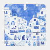 Santorini Waterverf Griekenland Metalen Ornament (Achterkant)