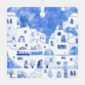 Santorini Waterverf Griekenland Metalen Ornament (Voorkant)