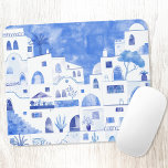 Santorini Waterverf Griekenland Muismat<br><div class="desc">Een waterverf tuinschilderij van het prachtige Griekse eiland Santorini. Originele kunst van Nic Squirrell.</div>