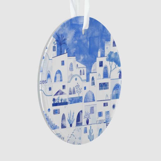 Santorini Waterverf Griekenland Ornament (voorkant)