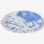 Santorini Waterverf Griekenland Papieren Bordje (Gekanteld)