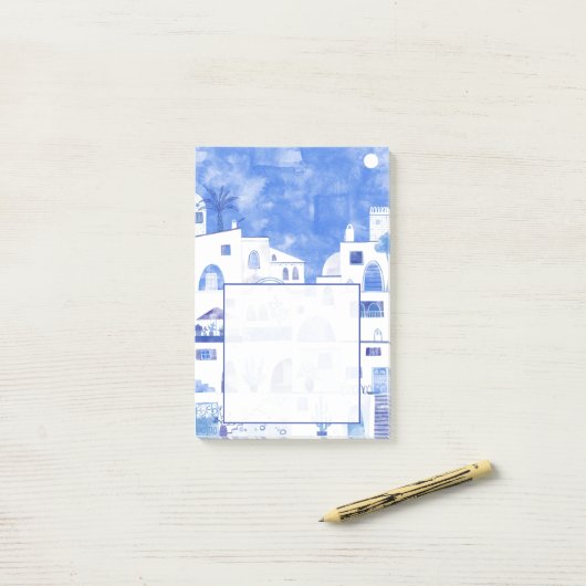Santorini Waterverf Griekenland Post-it® Notes (Op bureau)