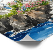 Santorini Waterverf Griekenland Poster (Hoek)