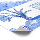 Santorini Waterverf Griekenland Poster (Hoek)