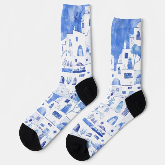 Santorini Waterverf Griekenland Sokken (Links)