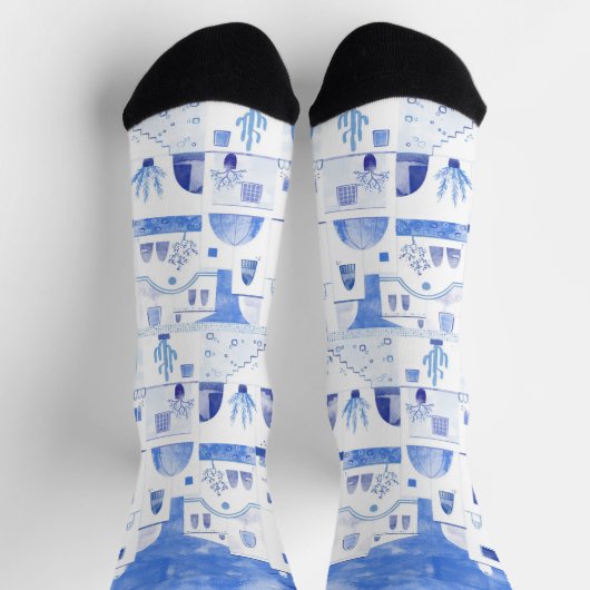 Santorini Waterverf Griekenland Sokken (Top)