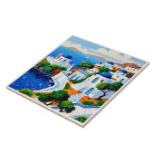 Santorini Waterverf schilderkunst - Grieks Eiland Tegeltje (Zijkant)
