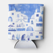 Santorini Waterverf Townscape Blikjeskoeler (Voorkant)