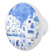 Santorini Waterverf Townscape Keramische Knop (Rechts)