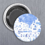 Santorini Waterverf Townscape Magneet<br><div class="desc">Een Waterverf tuinschilderij van het prachtige Griekse eiland Santorini.</div>