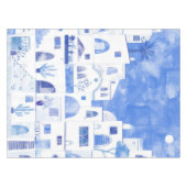 Santorini Waterverf Townscape Tafelkleed (Voorkant (Horizontaal))