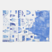 Santorini Waterverf Townscape Theedoek (Horizontaal)