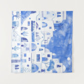 Santorini Waterverf Townscape Wandkleed (Voorkant (horizontaal))