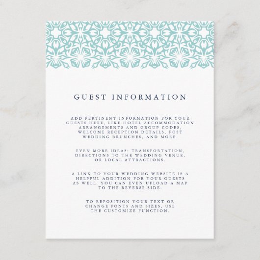 Santorini Wedding Details Enclosure Kaart | Aqua (Voorkant)