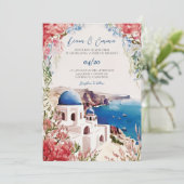 Santorini Wedding Invite Greek Wedding Destination Kaart (Staand voorkant)