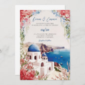 Santorini Wedding Invite Greek Wedding Destination Kaart (Voorkant / Achterkant)
