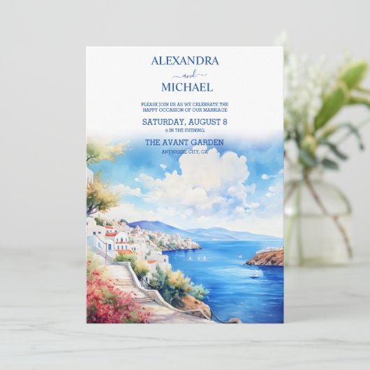 Santorini Wedding Kaart (Staand voorkant)