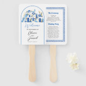 Santorini Wedding Menu Programma Griekenland Griek Handwaaier (Voorkant en achterkant)