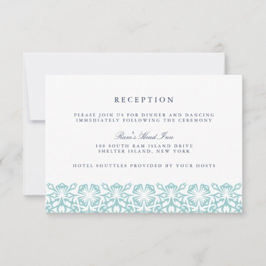 Santorini Wedding Reception Kaart | Aqua (Voorkant)