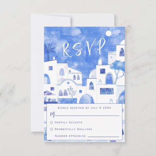 Santorini Wedding RSVP Kaartje (Voorkant)