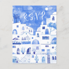 Santorini Wedding RSVP Uitnodiging Briefkaart