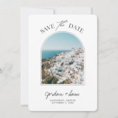 Santorini Wedding Save the Date Kaart (Voorkant)
