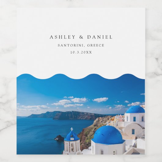 Santorini Wedding Wijn Etiket (Enkel label)