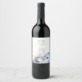 Santorini Wedding Wine Label – Aangepaste fles Bew Wijn Etiket