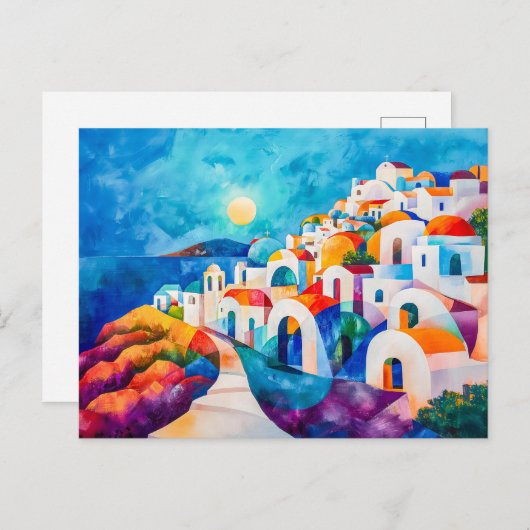 Santorini weg naar het Zee Feestdagenkaart (Voorkant / Achterkant)