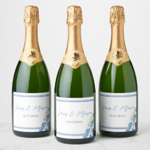Santorini Wijnlabels Drink Griekenland Huwelijk Gr Sparkling Wijnetiket