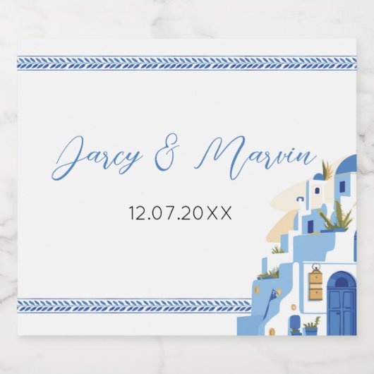 Santorini Wijnlabels Drink Griekenland Huwelijk Gr Sparkling Wijnetiket (Enkel label)