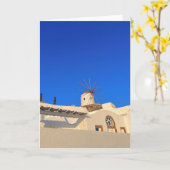 Santorini Windmill Oia Greece Fotografie Kaart (Gele Bloem)