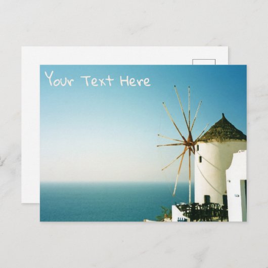Santorini windmolen, aanpasbaar Briefkaart in Grie (Voorkant / Achterkant)