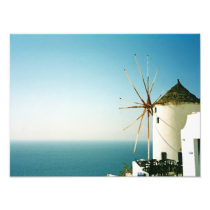 Santorini windmolen, Griekenland Foto Afdruk