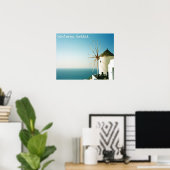 Santorini windmolen, Griekenland Poster (Thuiskantoor)
