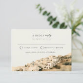 Santorini Witgekalkt Dorps Mail Back RSVP Kaart (Staand voorkant)