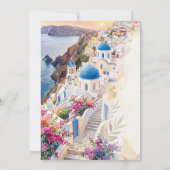 Santorini Zonsondergang Aquarel Save The Date Kaar (Achterkant)