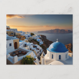 Santorini Zonsondergang Bliss Briefkaart