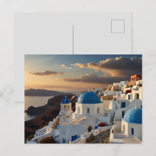 Santorini Zonsondergang Bliss Briefkaart (Voorkant / Achterkant)