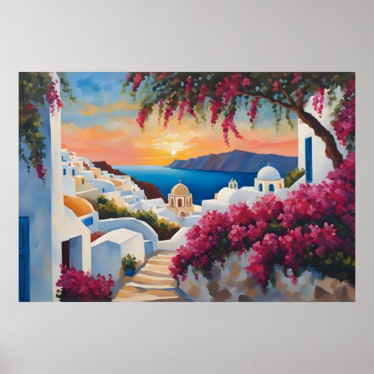 Santorini Zonsondergang Bliss Poster (Voorkant)