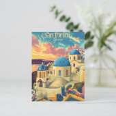Santorini zonsondergang briefkaart (Staand voorkant)