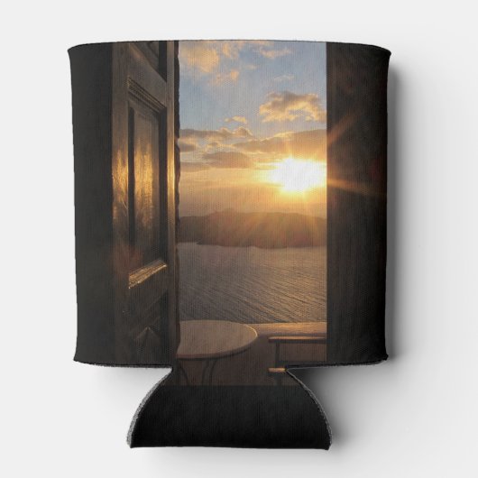 Santorini zonsondergang door de deur blikjeskoeler (Achterkant)